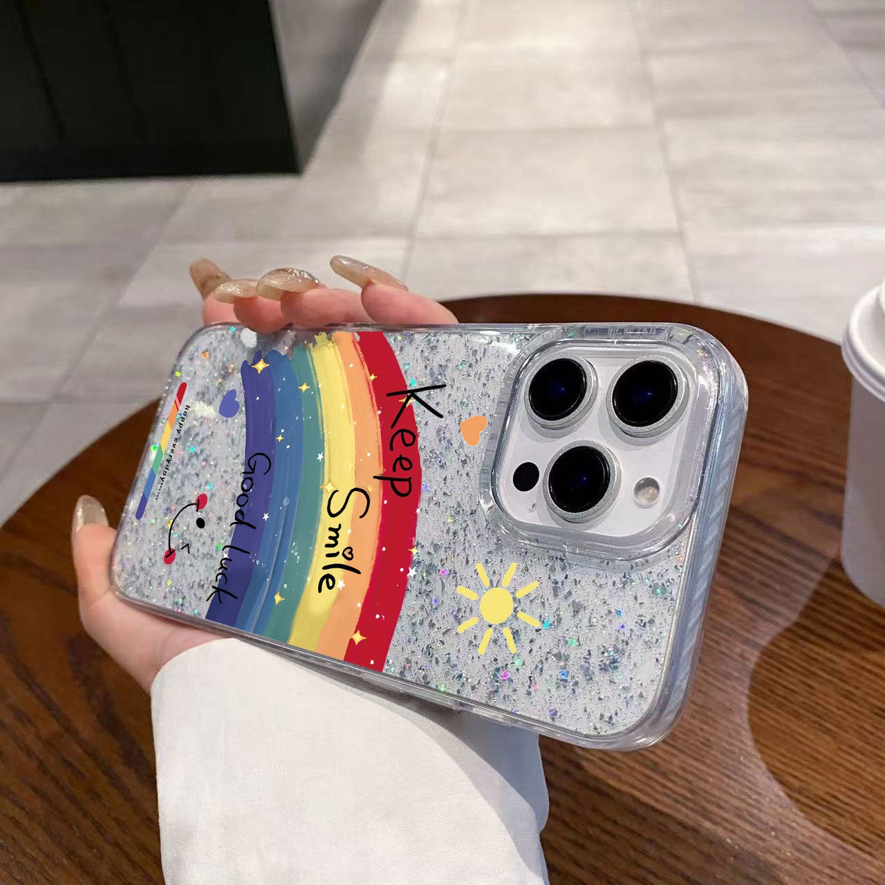 Rainbow  Glitter Phone Case For iPhone 16 15 14 13 12 11 Pro XS MAX 7 XR 8 7 Plus Clear Cover Fundas