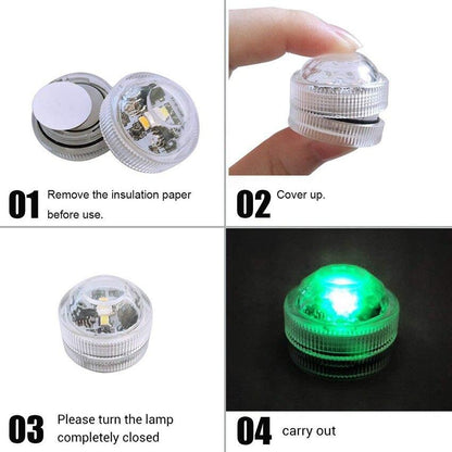 Battery Operated Waterproof RGB Submersible LED Light Underwater Night Lamp Tea Lights for vase,bowls,aquarium and party Wedding
