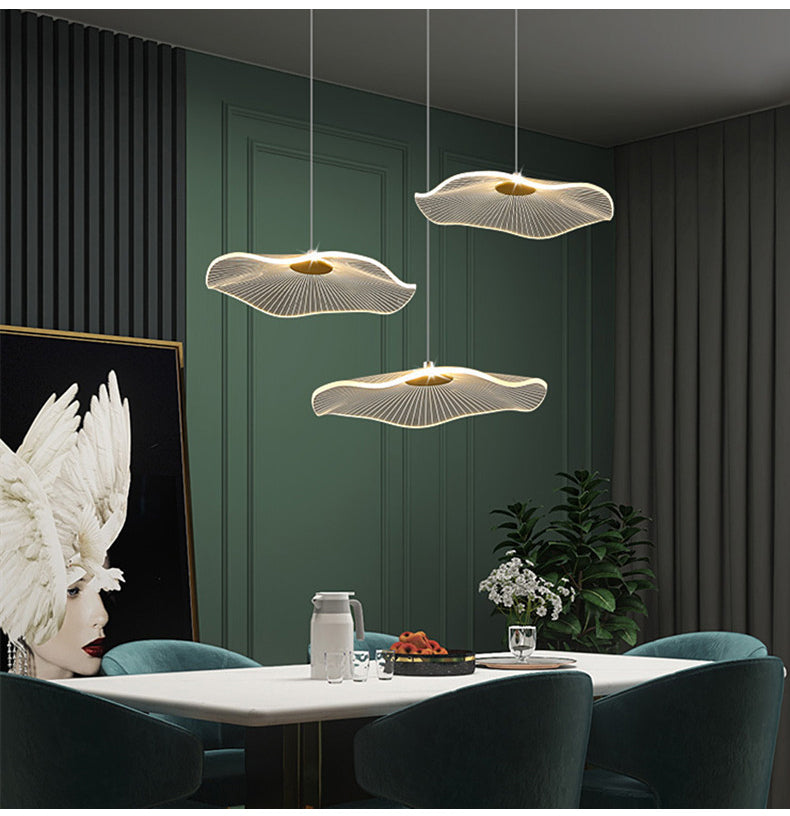 Creative Acrylic Lotus Leaf Small Pendant Lamp for Bedside Art, Modern and Simple Single Head Pendant Lamp LED Lamp