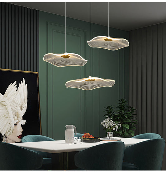 Creative Acrylic Lotus Leaf Small Pendant Lamp for Bedside Art, Modern and Simple Single Head Pendant Lamp LED Lamp