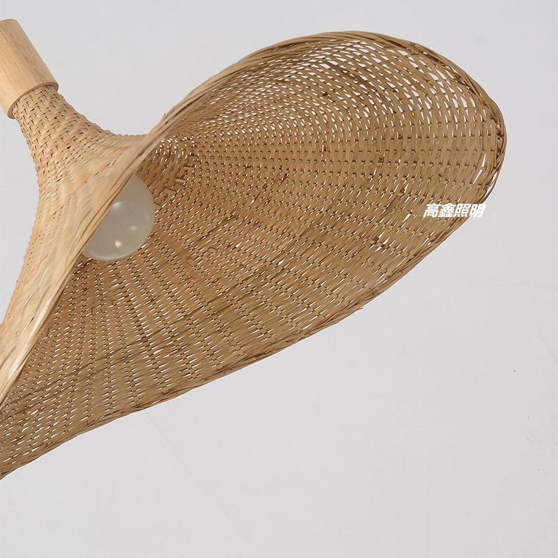 Bamboo Chandelier Rattan Straw Hat Lamp Stair Bamboo Lamp