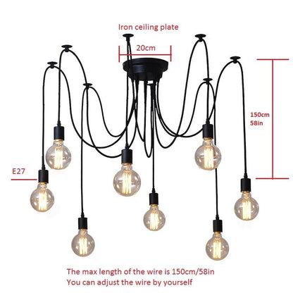 Chandelier DIY Art Spider Ceiling Lamp Fixture Light Hanging Mordern Nordic Retro Edison Bulb Light Vintage Loft Antique hanging