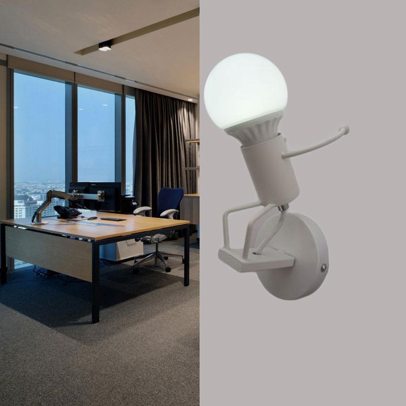 Iron Led Wall Lamp American Creative Wall Lights Metal Cartoon Robot Sconce Wall Light bedroom Children room Luminaire
