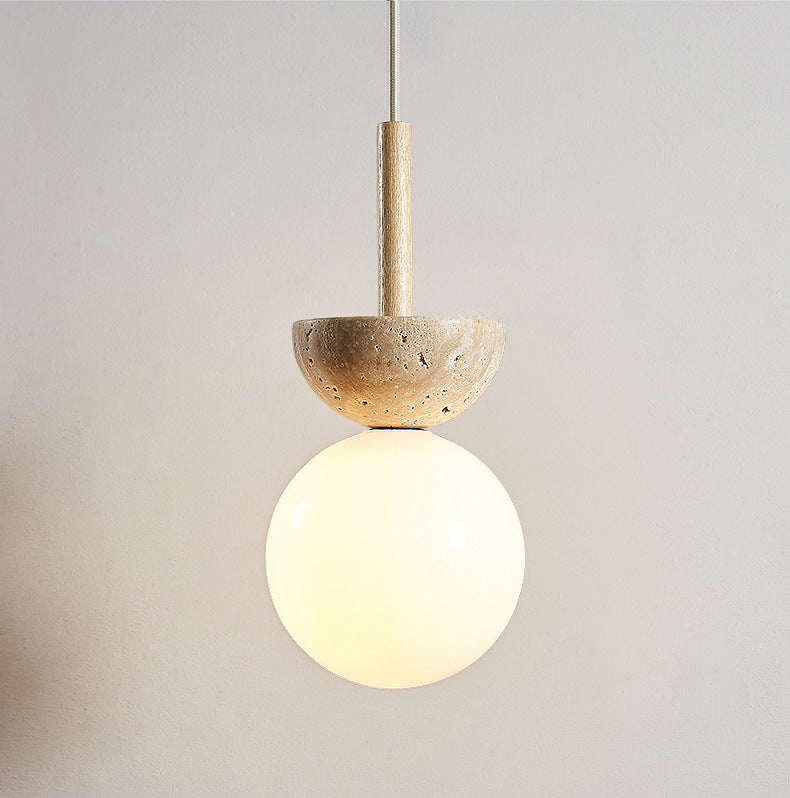 Cream Style Pendant Lamp Bedroom Bedside Led Chandelier Stone Wood Light Designer Bauhaus Medieval Restaurant Bar Small Lights