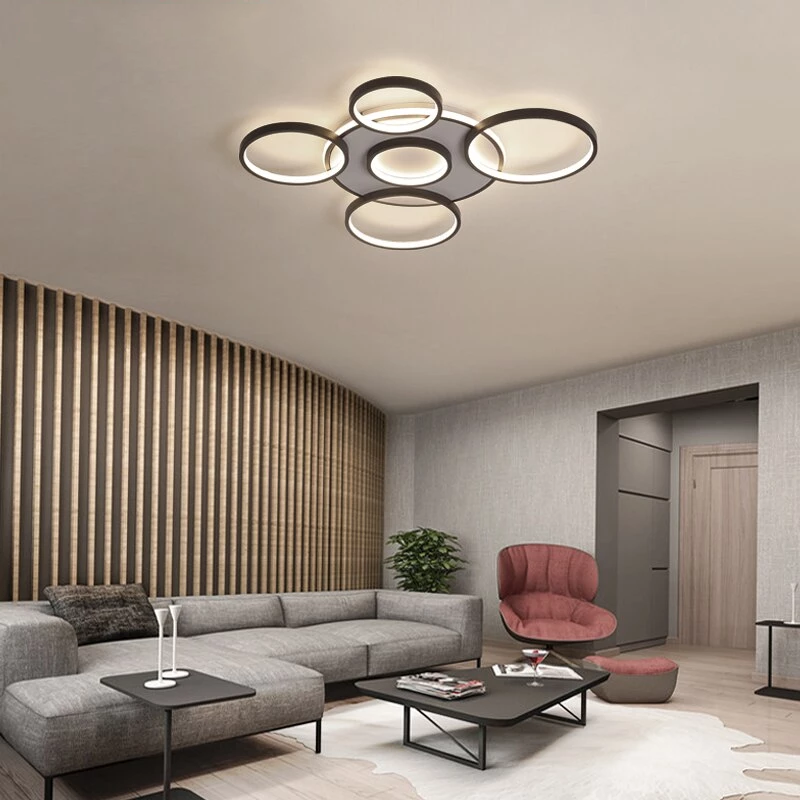 Modern LED Ceiling Lights Black Indoor Lighting Living Room Dining Room Kitchen Hotel Hanging Ceiling Lamp With Remote Control