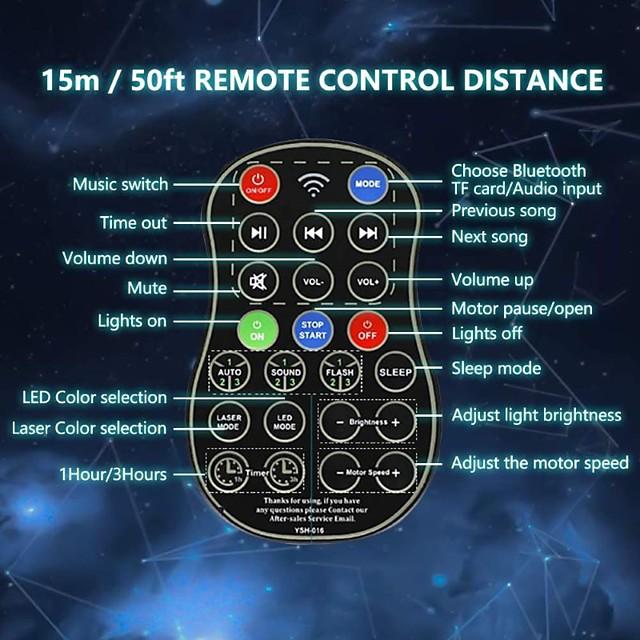 LIXFIELD Star Sky Night Light LED Projector Colour Changing Lamp With Bluetooth Speaker and Remote Control - Fun Galaxy and Ocean Water Pattern - Table Wall and Ceiling Party and Disco Lighting