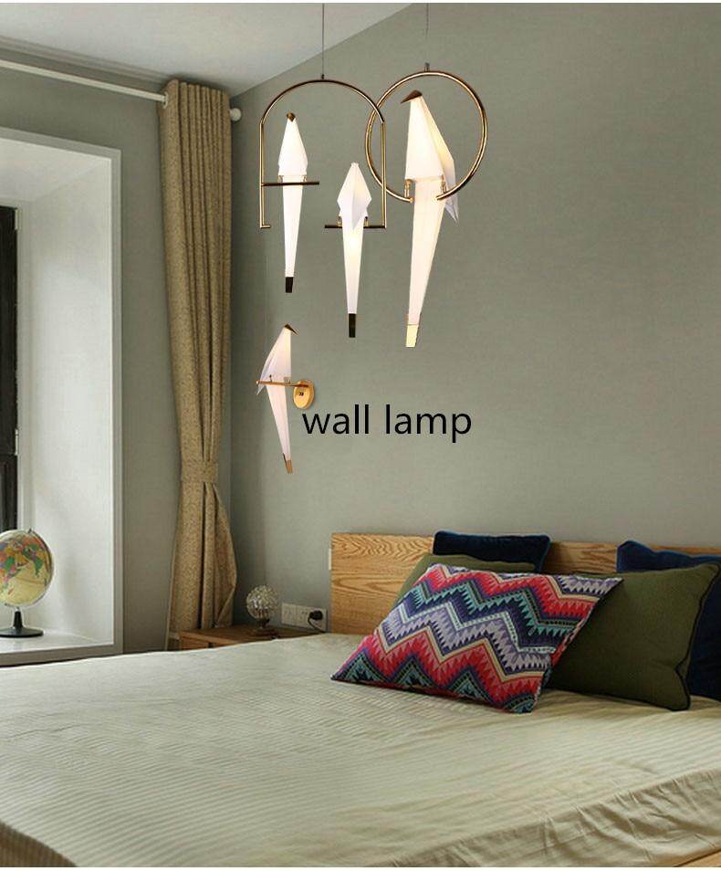 Modern Paper Crane Metal Chandelier For Restaurant Living Room Dining Room Children's Room LED Bird Design Pendant Lamp
