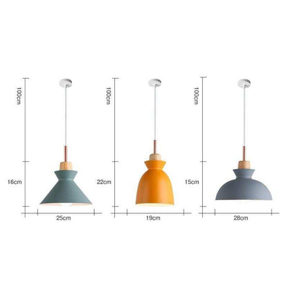 Nordic simple modern bedroom personality bar creative wrought iron color dining restaurant chandelier solid wood lamp