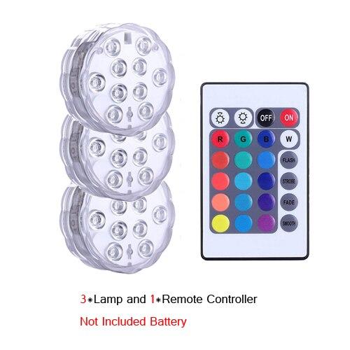 Underwater Light Waterproof Battery Operated 10LED Multi Color Submersible LED Lamp for Fish Tank Swimming Pool Wedding Party