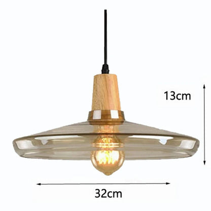 Nordic Wood Pendant Lights Glass Loft Industrial Decor Hanging Lamp Suspension Luminaire For Living Dining Room Fixtures E27