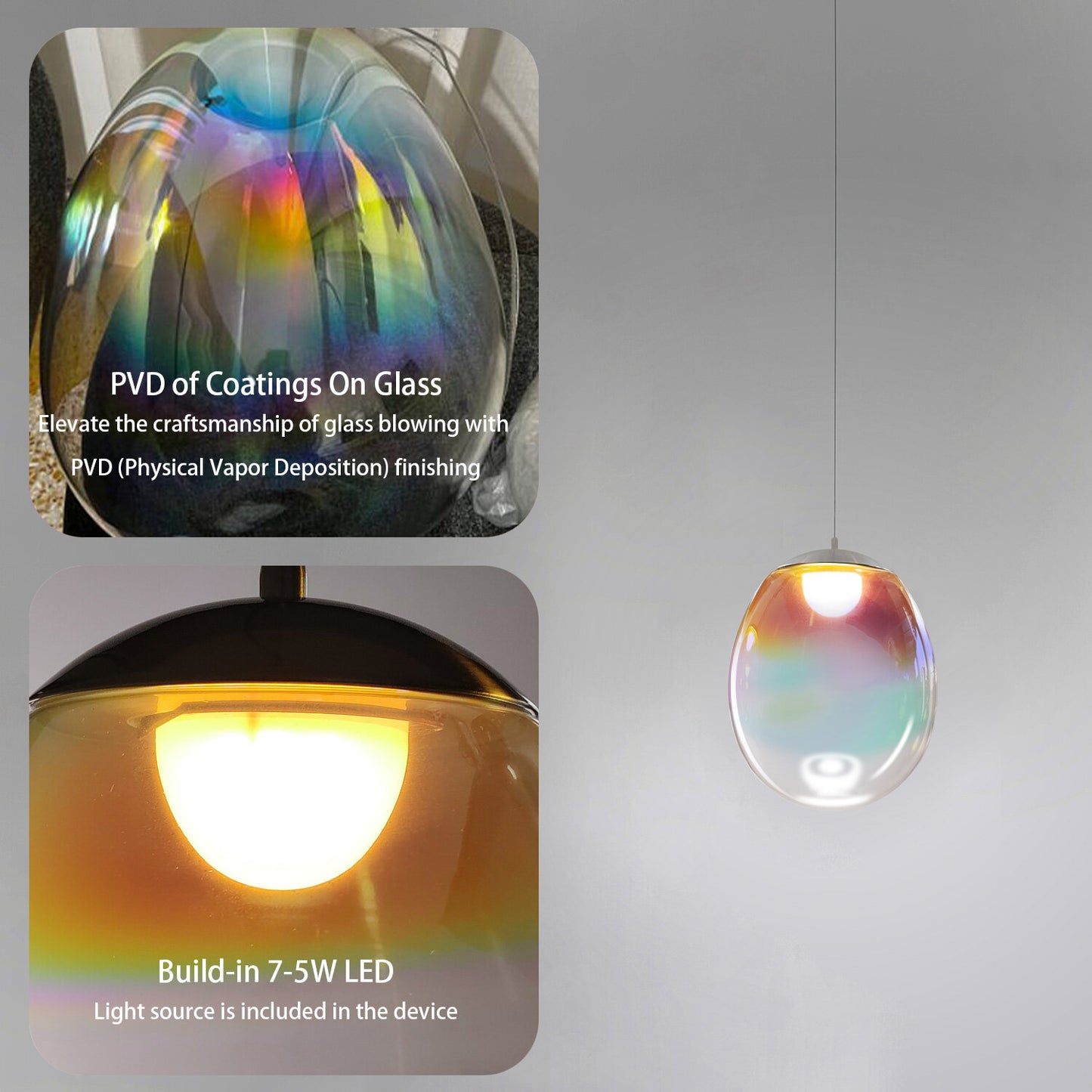 Lighting Colorful Glass Pendant Light Chandelier Children Blow Bubbles Shade Will Display Ambient