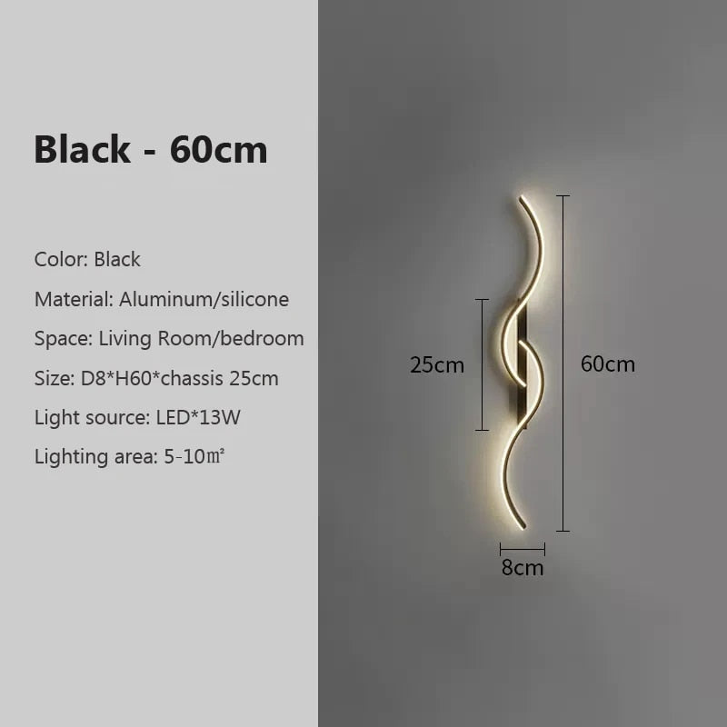 Modern LED Wall Lamp  Light Bedroom Bedside Long Strip Wall Sconces Living Room Home Indoor Lighting Fixture