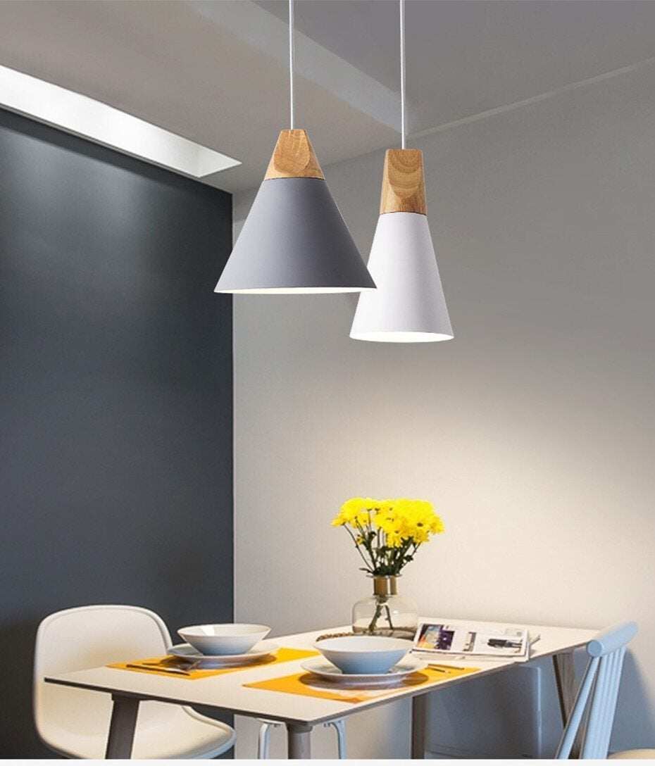 LED Pendant Lights Aluminum Wood Pendant Lamps E27 Modern Hang Lamp Kitchen Restaurant Bar bedroom living room light fixtures