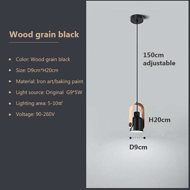 Nordic LED Pendant Light Wood Hanging Lamp Black White For Bedroom Dinnming Room Background Home Indoor Lighting Fixtures