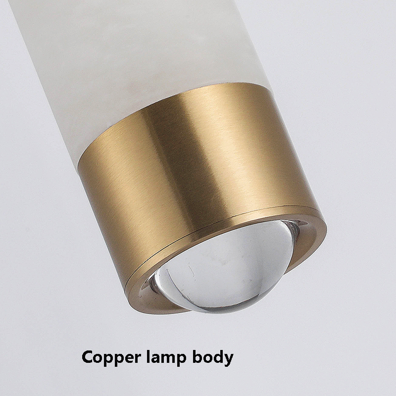 Copper Spanish Marble Small LED Chandelier High-end Modern Simple Bedroom Pendant Light Bar Counter Hanging Lamp