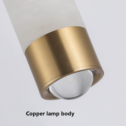 Copper Spanish Marble Small LED Chandelier High-end Modern Simple Bedroom Pendant Light Bar Counter Hanging Lamp