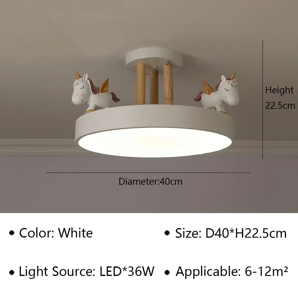 Modern Unicorn Design LED Ceiling Lamp for Living Dining Room Children's Room Sofa Chandelier Simple Fixture