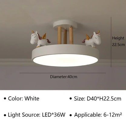 Modern Unicorn Design LED Ceiling Lamp for Living Dining Room Children's Room Sofa Chandelier Simple Fixture