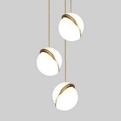 Modern Metal Round Balls Pendant Lights Creative Globe Moon Brass Suspension Pendant Lamp For Dining Room Living Room