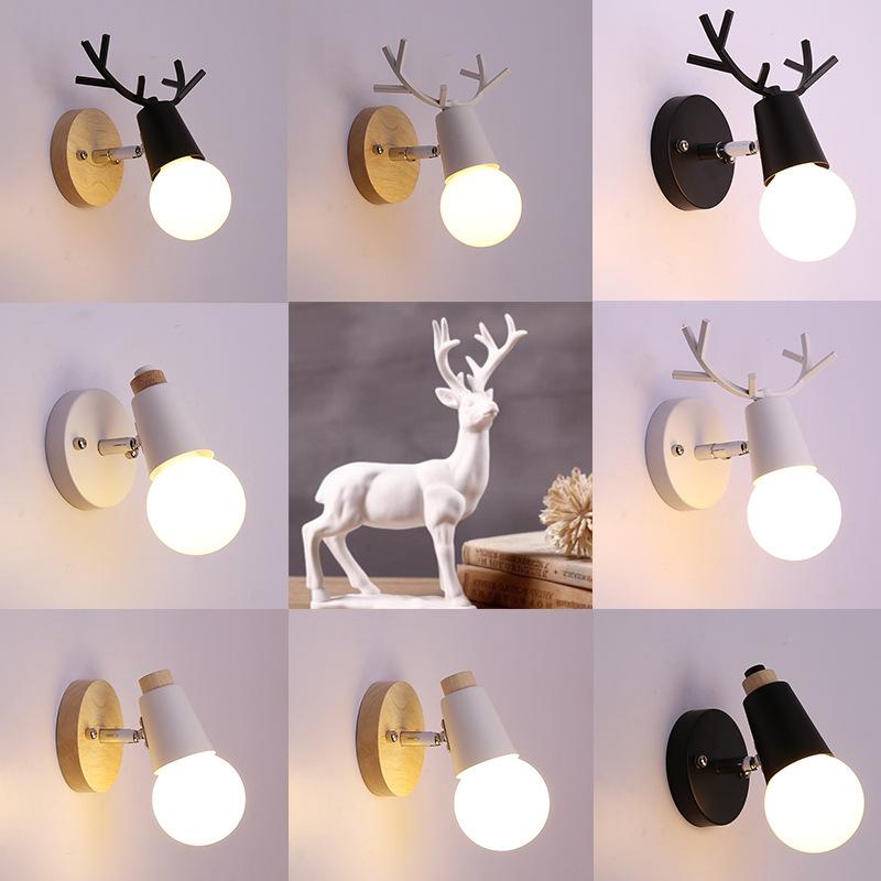 Moose Wall Light Creative Coffee Restaurant Cake Shop Cosy Flower Shop Bedroom Bedside Deer Wall Lights