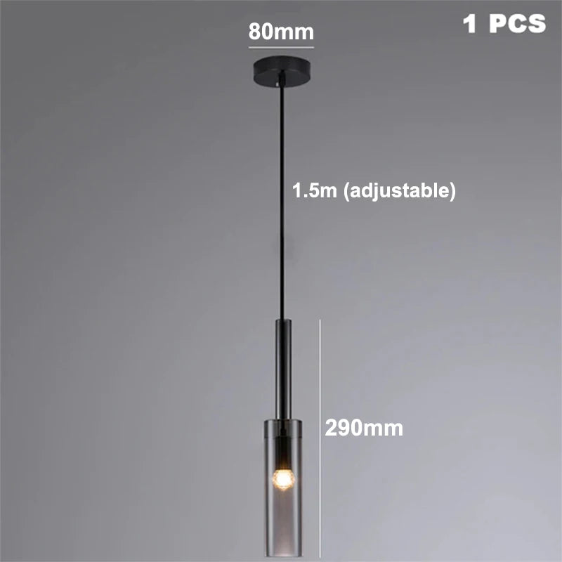 Modern Bottle Glass Pendant Light for Bedroom Bedside Bar Kitchen Dining Room Hanging Lamp Ceiling Lighting Bathroom Decoration