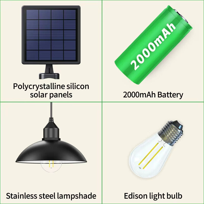 Intelamp Garden Solar Hanging Lamp Indoor Outdoor Solar Pendant Lights Warm Yellow IP65 Waterproof
