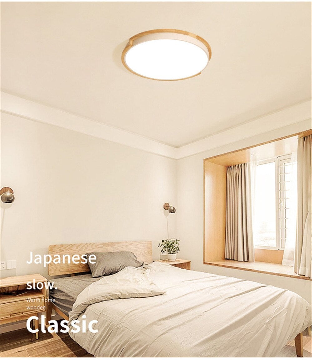 Modern Simple Ceiling Light LED Circular Lamp Iron Wood Nodic Bedroom Living Dining Room Decoration Light Fixture