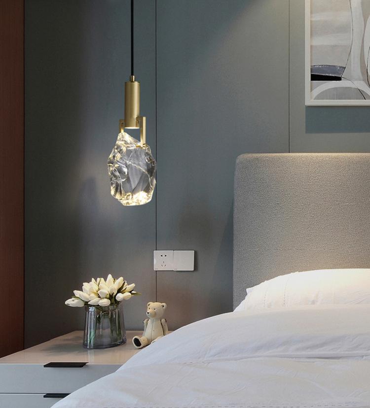 All-copper Original Stone Crystal Bedroom Bedside Small Chandelier Decorative Chandelier