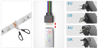 RGBWW RGB LED Strip Light 5050 10M 5M LED Lights SMD 2835 Rgb Leds Tape Diode Ribbon Flexible Room Decoration DC12V Adapter set