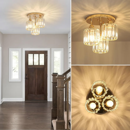 Modern Gold Luxury Crystal 3-ligh E27 chandelier Living Room Bedroom Dining Room Kitchen Foyer Cloak Room Corridor Ceil