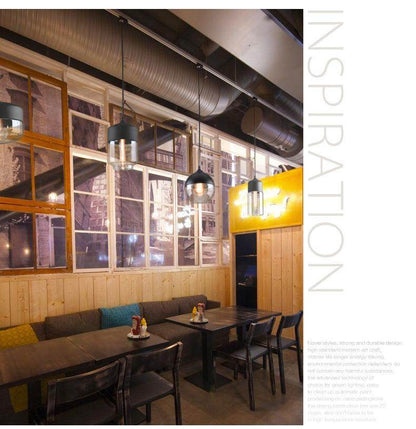 Metal Industrial Glass Pendant Light Black Loft Bar Counter Dining Room Personality Creative Glass Ceiling Hanging Lamp