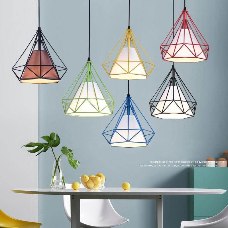 Modern Black Birdcage Pendant Light Iron Minimalist Retro Scandinavian Loft Pyramid Pendant Lamp Metal Cage With E27 ZDD0001