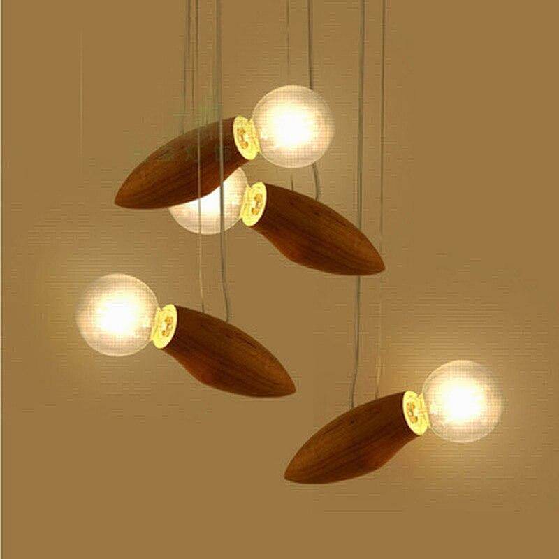 New design Modern Creative Cartoon Bee Lamp Balcony Small Wood Loft Pendant Lamp Cord Loft Hanging Light Bulb Stairs Decorated