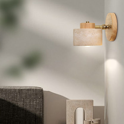 Yellow Cave Stone Wabi-sabi Bedroom Bedside Wall Lamp Retro Homestay Study Rotatable Wall Lamp with Switch