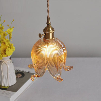Vintage Creative LED Pendant Light Fixtures Home Deoor Reading Bedroom Knob Switch Loft Flower Glass Hanging Wall Lamp Luminaire