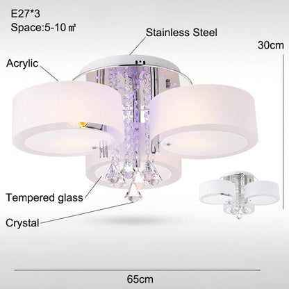 Modern Crystal Ceiling Lights Living Fashionable Design Light Dining  Changeable Led Ceiling Lamp Bedroom White Shade Acrylic