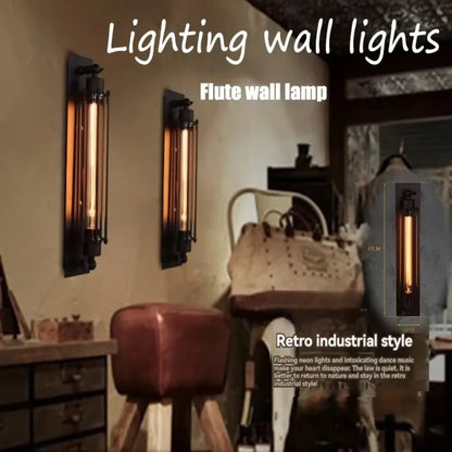 Antique Grow Flute Wall Lamp Wrought Iron American Industrial Style Retro Restaurant Corridor Aisle Lighting Wall Lamp