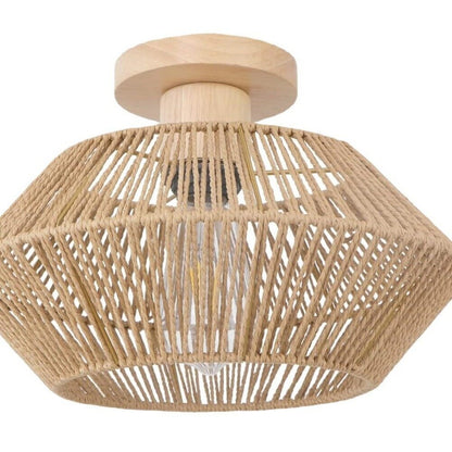Led Rattan Ceiling Light Chinese Style Lampshade Hemp Rope Design Ceiling Light Fixture Lighting