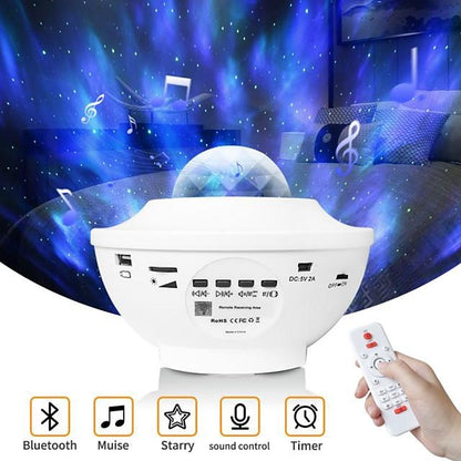 Night Light Projector  Galaxy Projector Starry Sky Projector Lamp with Remote Control 2 in 1 Star Projector with LED Nebula Cloud Moving Ocean Wave Projector for Kid Baby Built-in Music Speaker Voice
