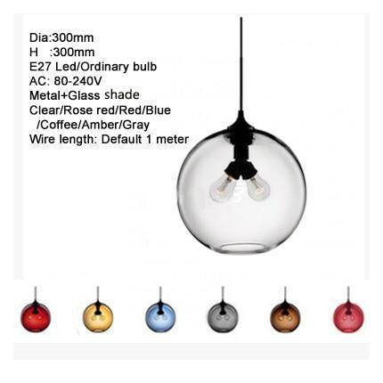 Modern Loft E27 Glass Bowl Pendant Lights Colorful Simple Hanging Lamps For Kitchen Living Room Bedroom Restaurant Hotel Room