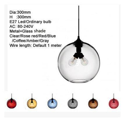 Nordic Modern Colorful Glass Bowl Pendant Lights E27 Loft Hanging Lamps For Kitchen Living Room Bedroom Restaurant Hotel Hall