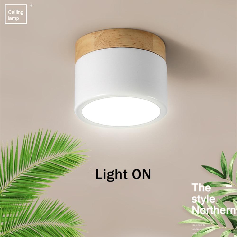 LED Downlight Dimmable 5W 12W Led Surface Mounted Ceiling Downlight Nordic Iron+wood Spot light for indoor Foyer,Living Room