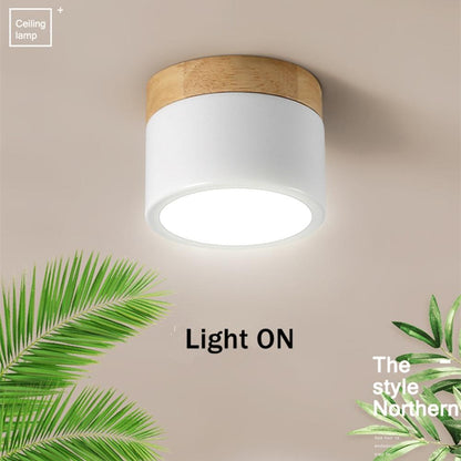 LED Downlight Dimmable 5W 12W Led Surface Mounted Ceiling Downlight Nordic Iron+wood Spot light for indoor Foyer,Living Room