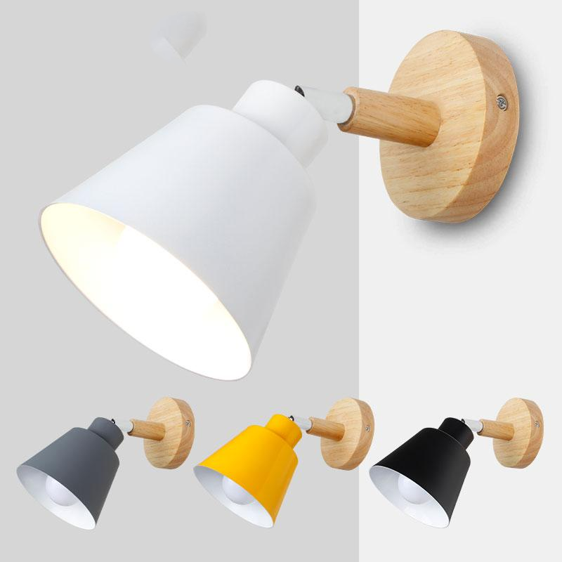 Wooden wall lights bedside wall lamp bedroom wall light sconce for kitchen restaurant modern wall lamp Nordic macaroon sconces