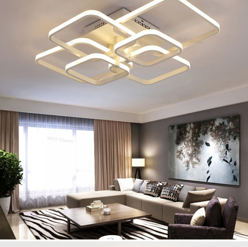 Rectangle Acrylic Aluminum Modern Led ceiling lights for living room bedroom  White Ceiling Lamp Fixtures
