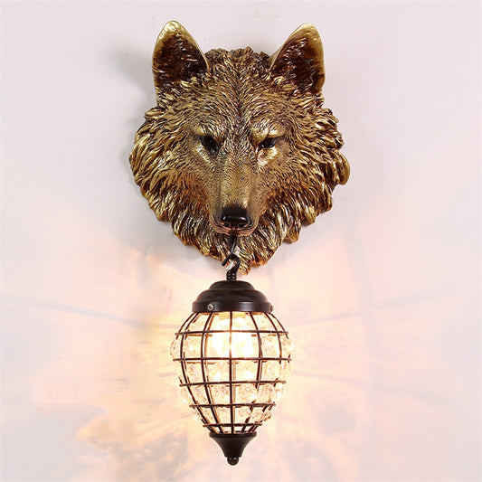 Resin Wolf Wall Lamps Vintage Wall Sconce Light Fixtures for Living Room Bedroom Lamp Led Light