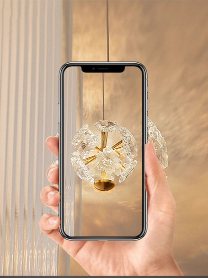 Light Luxury French Modern Crystal Bedroom Headboard Long Chandelier Dandelion Dining Room Bedroom Atmosphere Water Cube Lamp