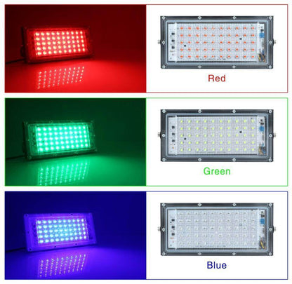 50W LED RGB Flood Light Lamp AC Outdoor Floodlight IP65 Waterproof Reflector Led Spotlight with Remote Control