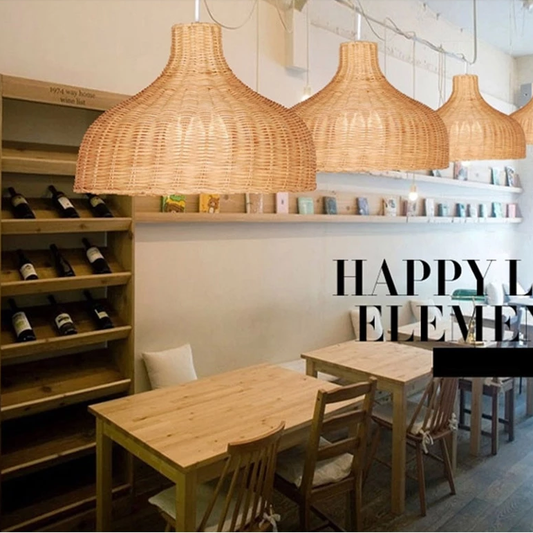 Modern Rattan Pendant Light Handmade Hang Lamp Teahouse Decoration Chinese Lamp Cover E27 Fixture Bar Indoor Lighting Led Lamp