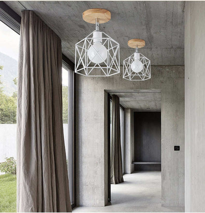 E27 5W Iron Ceiling Lamp Shade Pendant Light Covers and Shades Triangle Metal Ceiling Lamp